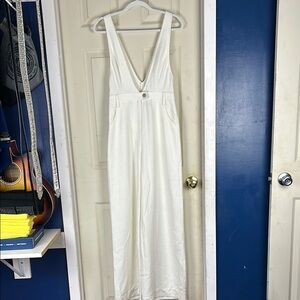 White Sleeveless Plunge Sundress for Brides